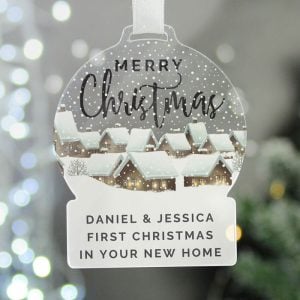 Personalised Christmas Village Acrylic Snow Globe Decoration
