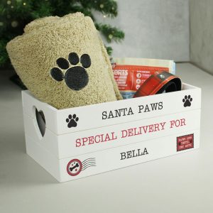 Dog's Personalised Santa Paws White Wooden Storage Crate