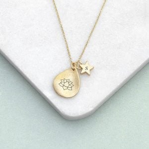 Gold Plated Personalised Diwali Petal Lotus Initial Necklace
