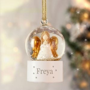 Personalised Name Only Angel Glitter Snow Globe Tree Bauble