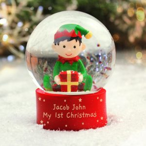 Kid's Personalised Christmas Elf Glitter Snow Globe