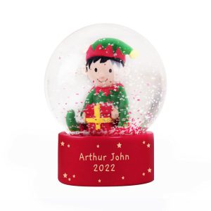 Kid's Personalised Christmas Elf Glitter Snow Globe