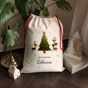 Personalised Christmas Reindeer Family Santa Sack