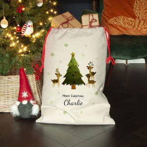 Personalised Christmas Reindeer Family Santa Sack