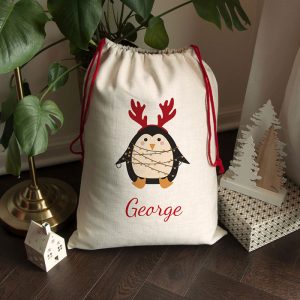 Personalised Children's Christmas Penguin Santa Sack