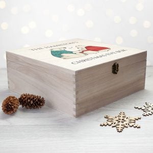 Personalised Polar Bear Family Wooden Christmas Eve Box