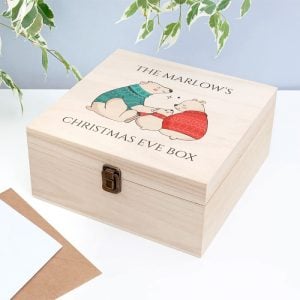 Personalised Polar Bear Family Wooden Christmas Eve Box