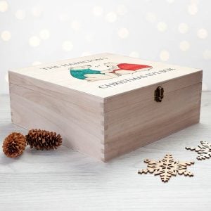 Personalised Polar Bear Family Wooden Christmas Eve Box