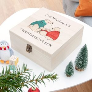 Personalised Polar Bear Family Wooden Christmas Eve Box