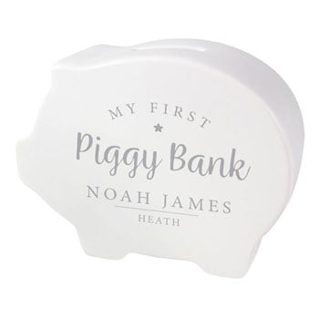 Baby's Personalised White Ceramic My First Piggy Bank