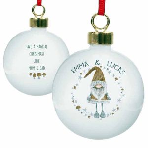 Personalised Christmas Gonk Ceramic Bauble