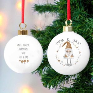 Personalised Christmas Gonk Ceramic Bauble