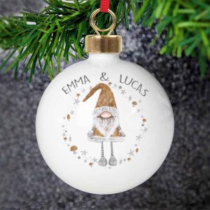 Personalised Christmas Gonk Ceramic Bauble