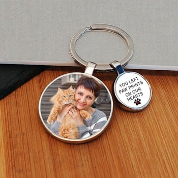 Pet Memorial Charm Photo Key Ring Cat or Dog Owner