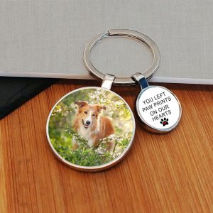 Pet Memorial Charm Photo Key Ring Cat or Dog Owner