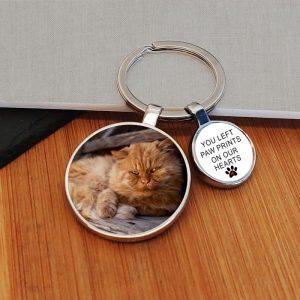 Pet Memorial Charm Photo Key Ring Cat or Dog Owner