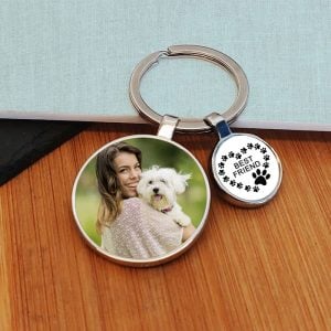 Best Friend Pawprint Charm Photo Key Ring