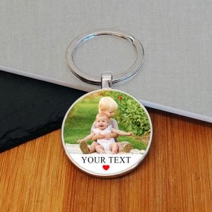 Personalised Photo Upload and Text Key Ring