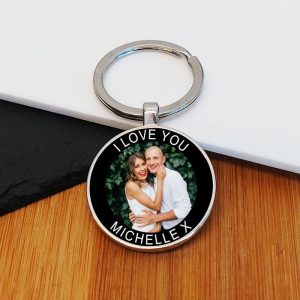 Personalised Photo Upload and Message Round Key Ring
