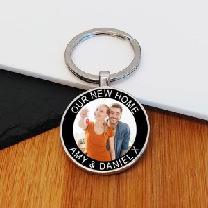 Personalised Photo Upload and Message Round Key Ring