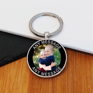 Personalised Photo Upload and Message Round Key Ring
