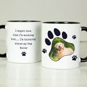 Personalised Paw Print Pet Photo Upload Black Handled Mug