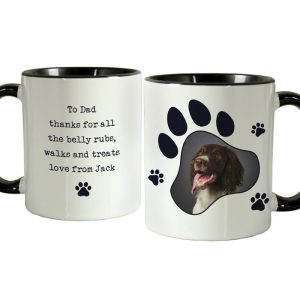 Personalised Paw Print Pet Photo Upload Black Handled Mug