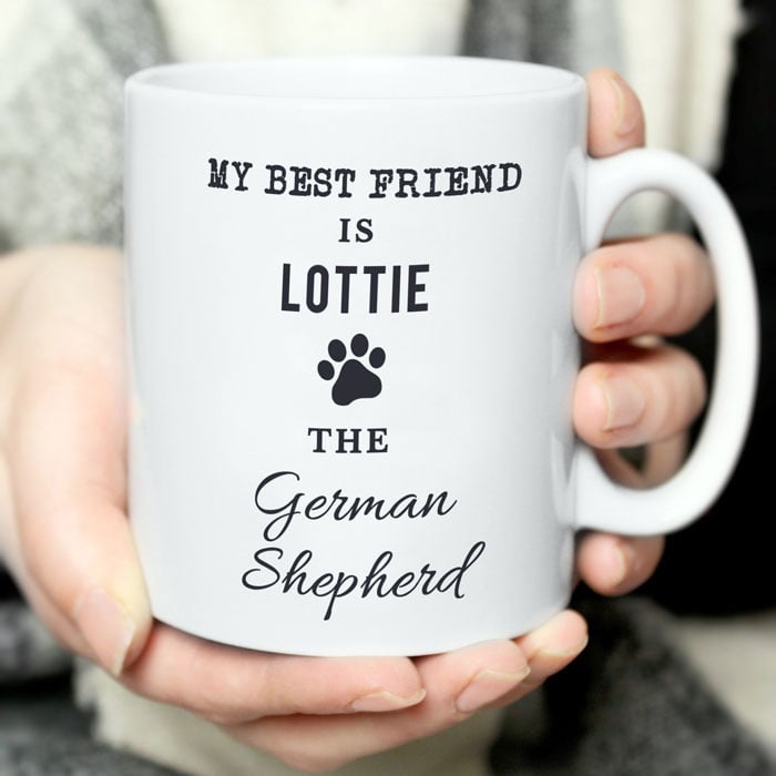 Personalised Paw Print Dog Breed White Ceramic Mug