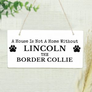 Personalised Paw Print Dog Breed Wooden Sign Dog Owner Gift