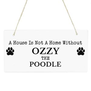 Personalised Paw Print Dog Breed Wooden Sign Dog Owner Gift