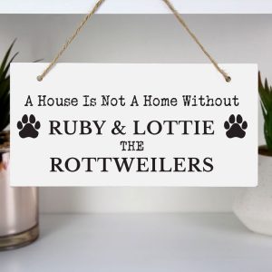 Personalised Paw Print Dog Breed Wooden Sign Dog Owner Gift