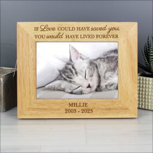 Personalised Pet Memorial 6x4 Inch Photo Frame Oak Veneer