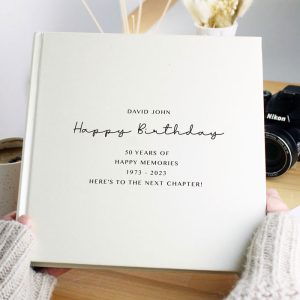 Personalised Free Text Square Cream Photo Album 30 Page