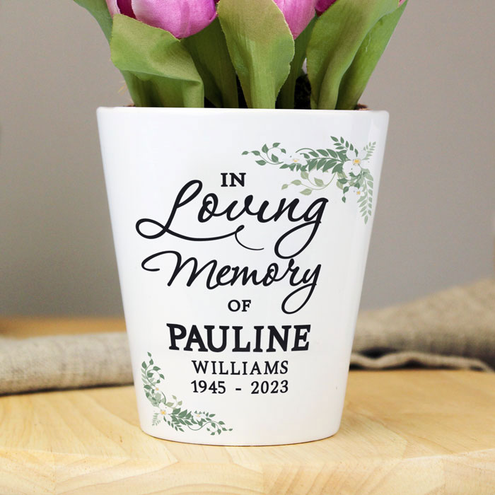 Personalised In Loving Memory Ceramic Memorial Plant Pot