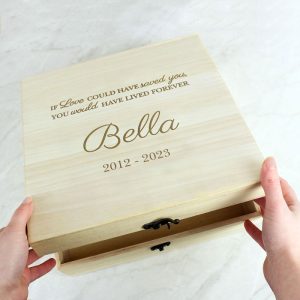 Personalised Pet Memorial Large Wooden Keepsake Box