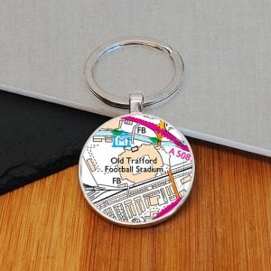 Round Metal Key Ring Football Stadium Map Favourite Place