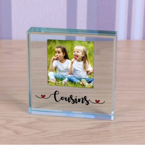Glass Photo Upload Keepsake Gift Token Cousins
