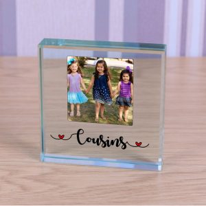 Glass Photo Upload Keepsake Gift Token Cousins