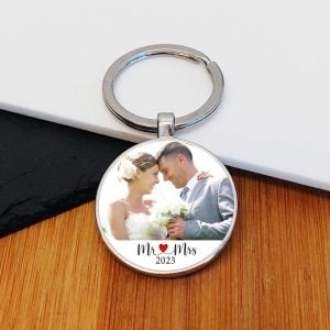 Personalised Mr & Mrs Photo Upload Metal Key Ring