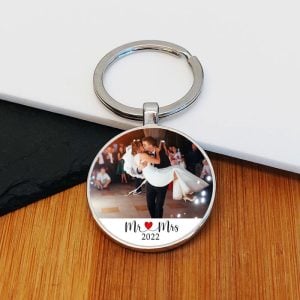 Personalised Mr & Mrs Photo Upload Metal Key Ring
