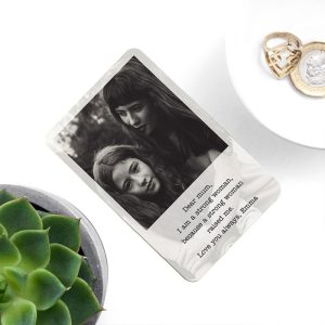 Mum's Engraved Photo Upload Wallet Metal Keepsake Card