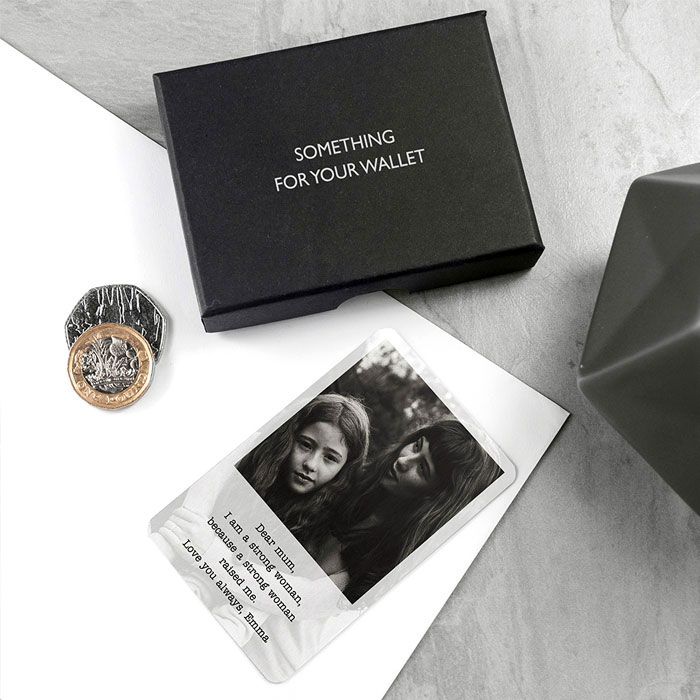 Mum's Engraved Photo Upload Wallet Metal Keepsake Card