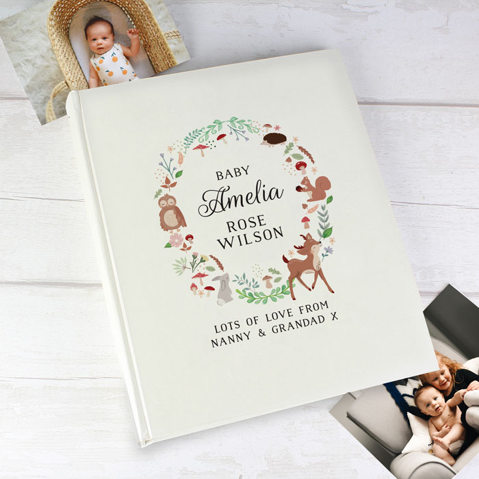 Woodland Animals Personalised Baby Photo Album Interleaved