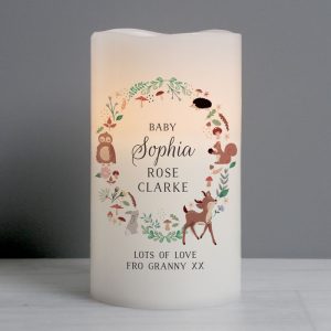 Personalised Woodland Animals LED Candle Night Light