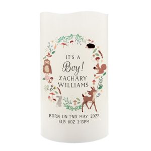 Personalised Woodland Animals LED Candle Night Light