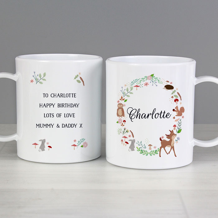 Personalised Woodland Animals Toddlers Plastic Mug