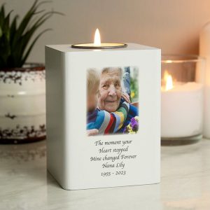 Personalised Photo Memorial Keepsake Wooden Tealight Holder