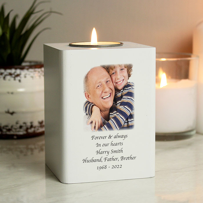 Personalised Photo Memorial Keepsake Wooden Tealight Holder