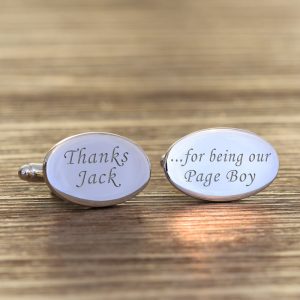 Personalised Thanks For Being Our Page Boy Oval Cufflinks