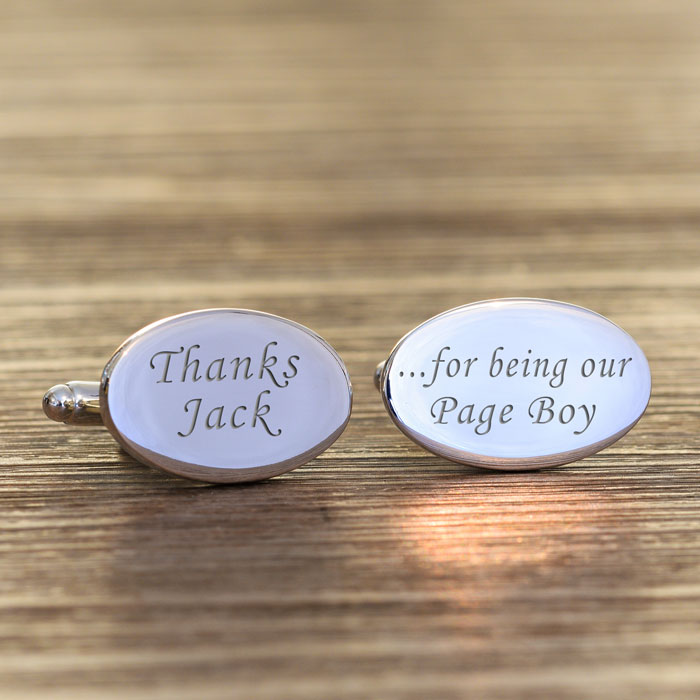 Personalised Thanks For Being Our Page Boy Oval Cufflinks